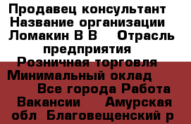 Продавец-консультант › Название организации ­ Ломакин В.В. › Отрасль предприятия ­ Розничная торговля › Минимальный оклад ­ 35 000 - Все города Работа » Вакансии   . Амурская обл.,Благовещенский р-н